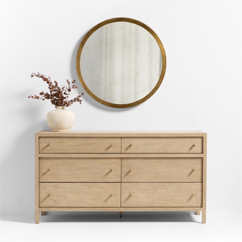 Harrington Brass Patina Round Metal Wall Mirror 36" - Image 1