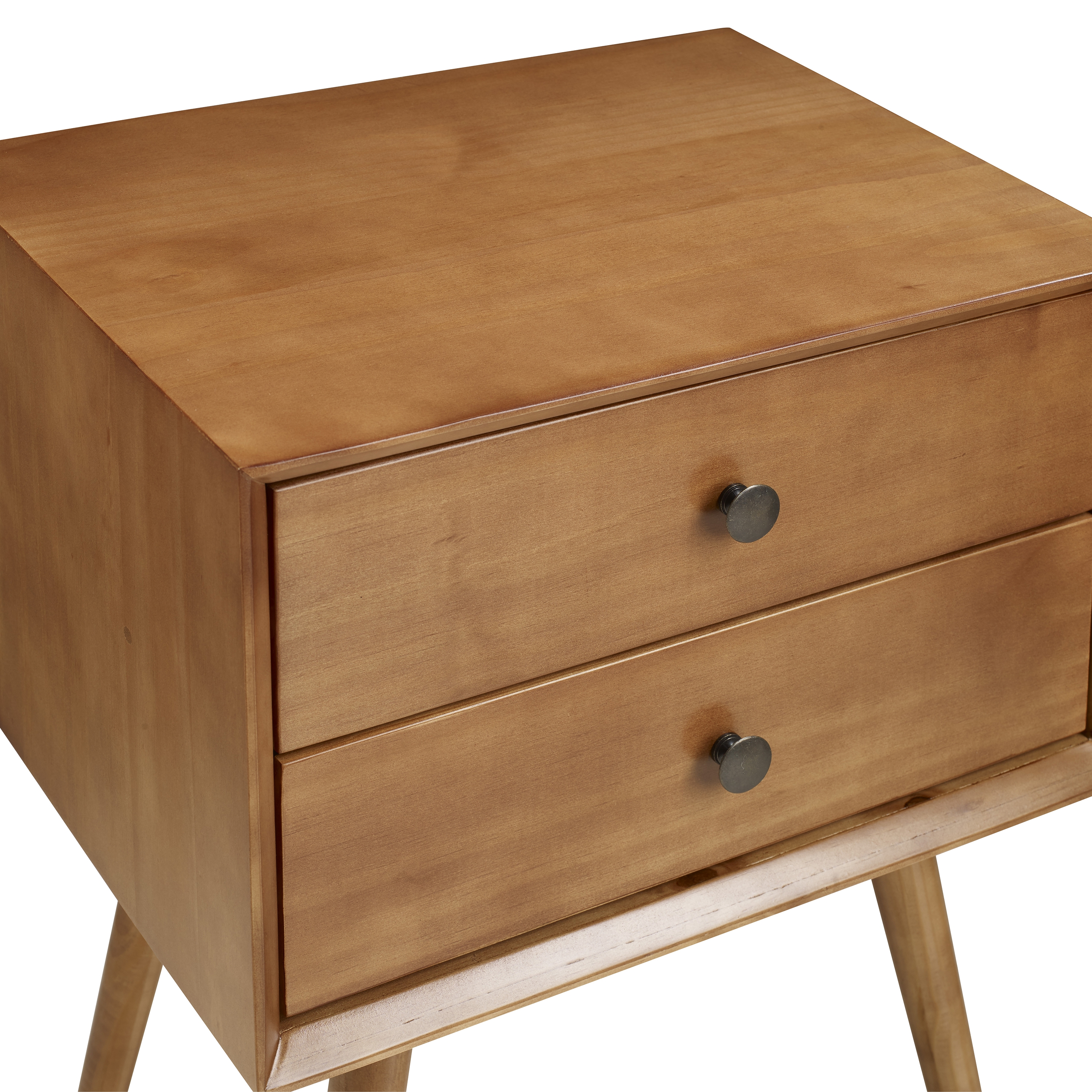 Mid Century 2 Drawer Solid Wood Nightstand - Caramel - Image 5