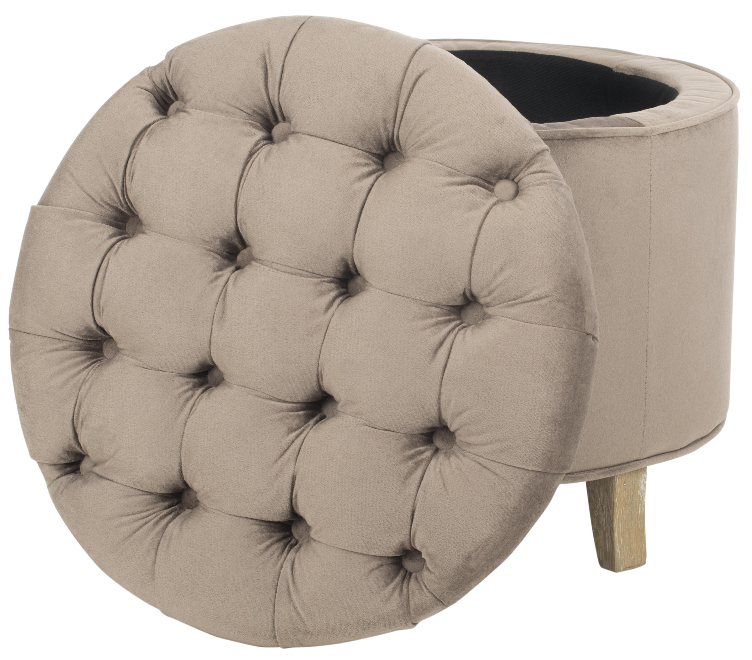 Amiela Tuffted Ottoman - Mushroom - Safavieh - Image 3