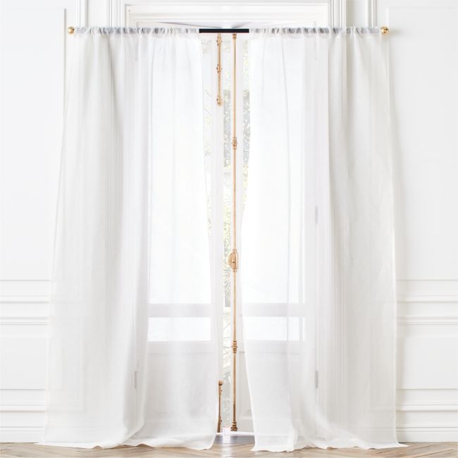 Warm White Linen Sheer Window Curtain Panel 48"x96" - Image 0