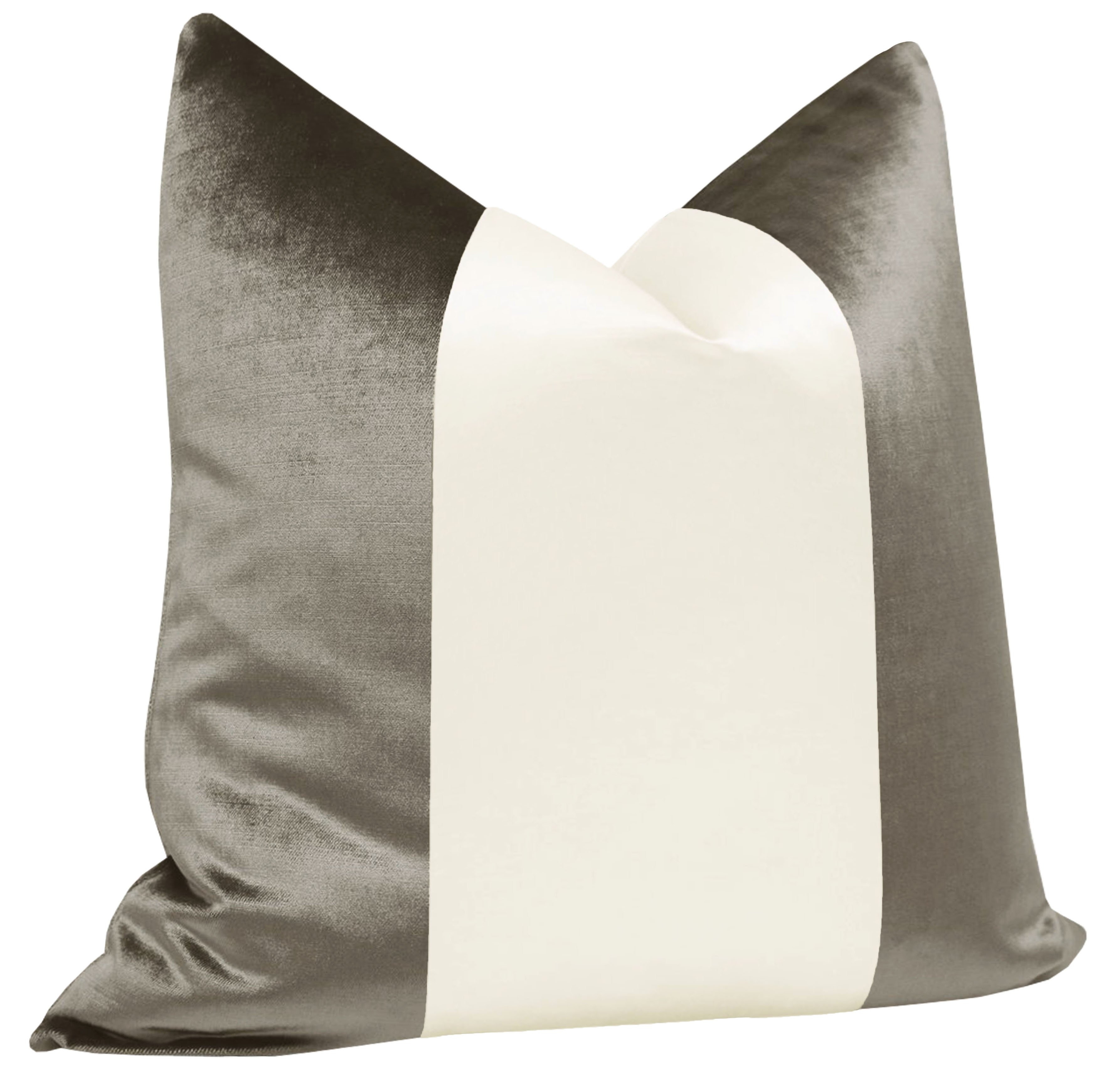 PANEL COLORBLOCK :: FAUX SILK VELVET // QUARTZ + ALABASTER SILK - 24" X 24" - Image 1