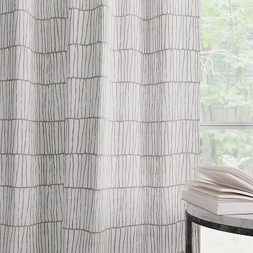 Line Lattice Curtain, Stone Gray Stone White, Set of 2, 48"x108" - Image 2