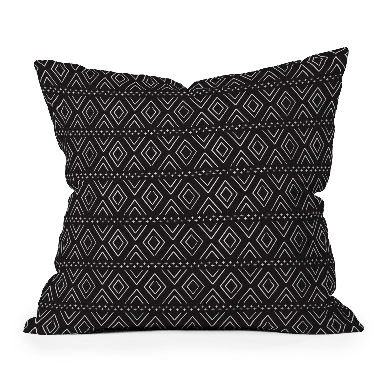 Farmhouse Diamonds Ebony by Little Arrow Design Co - Outdoor Throw Pillow 16" x 16" - Image 0