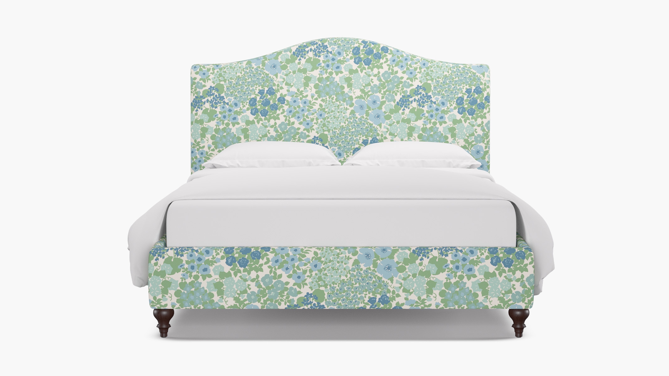 Camelback Bed, Mist Million Flowers, Espresso Traditional Turned Leg, King - Image 0