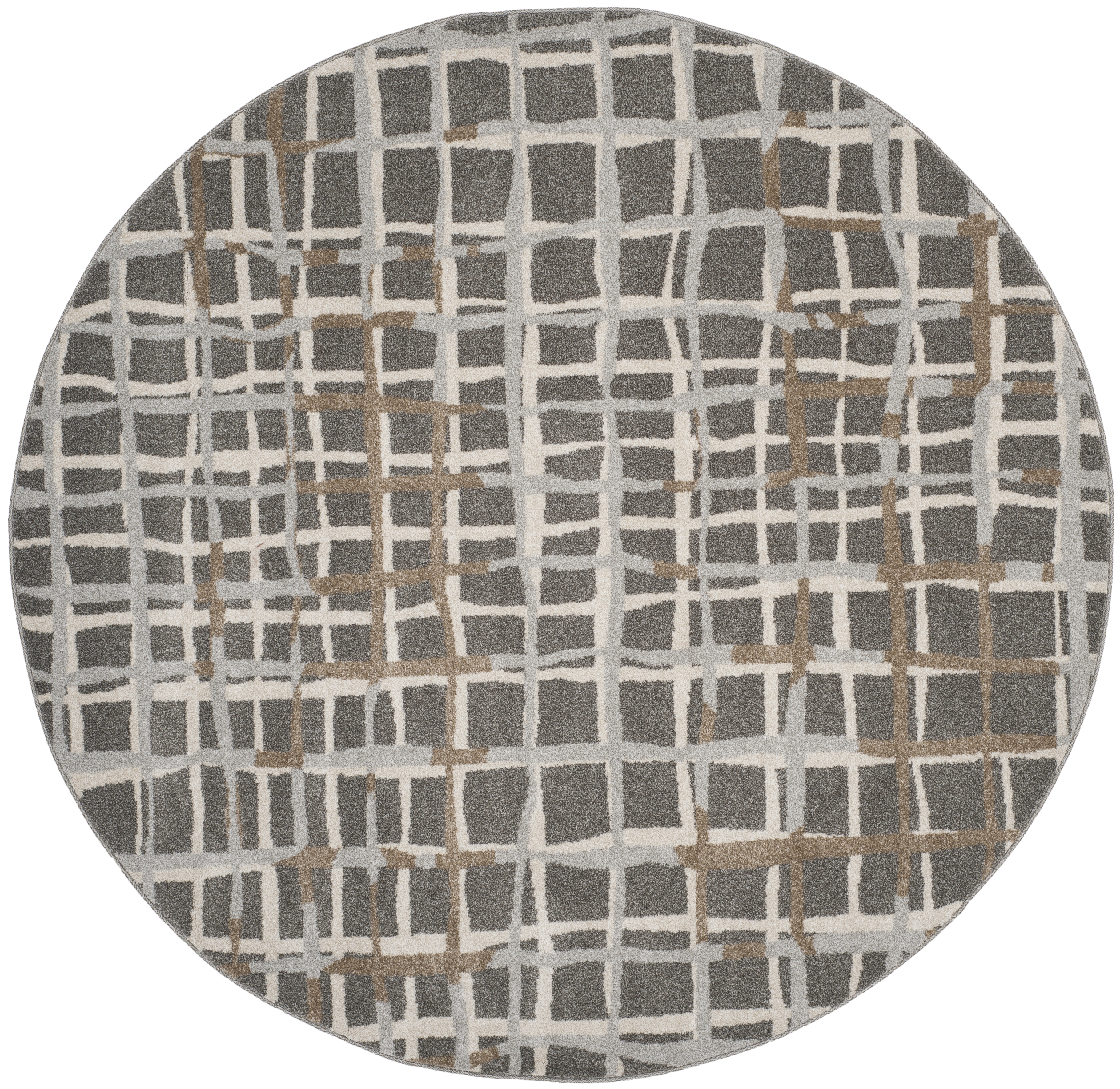 Arlo Home Indoor/Outdoor Woven Area Rug, AMT403C, Grey/Ivory,  7' X 7' Round - Image 0