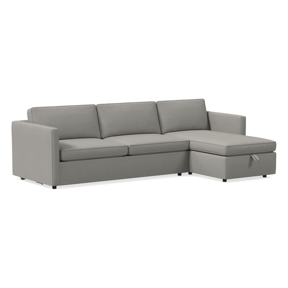 Harris Sectional Set 71: Left Arm Storage Sofa, Right Arm Storage Chaise, Poly, Twill, Silver, Concealed Support - Image 0
