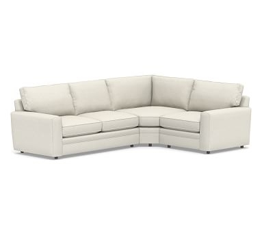 Pearce Square Arm Upholstered Left Arm 3-Piece Wedge Sectional, Down Blend Wrapped Cushions, Performance Boucle Oatmeal - Image 0