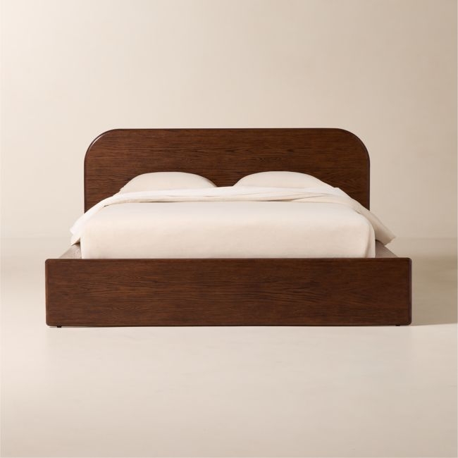 Roscoe Dark Oak Wood Queen Bed - Image 1