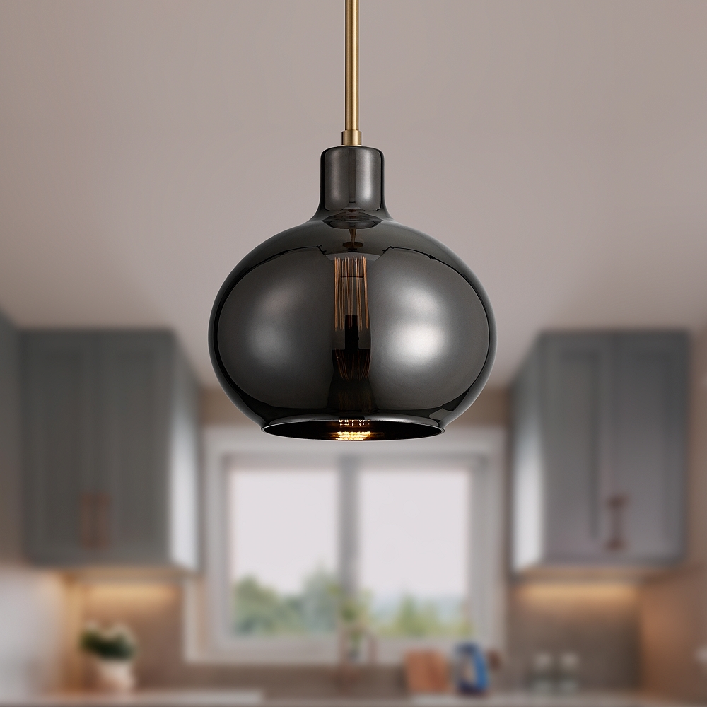 Partridge 9 1/2" Wide Black Chrome Glass Mini Pendant - Image 0