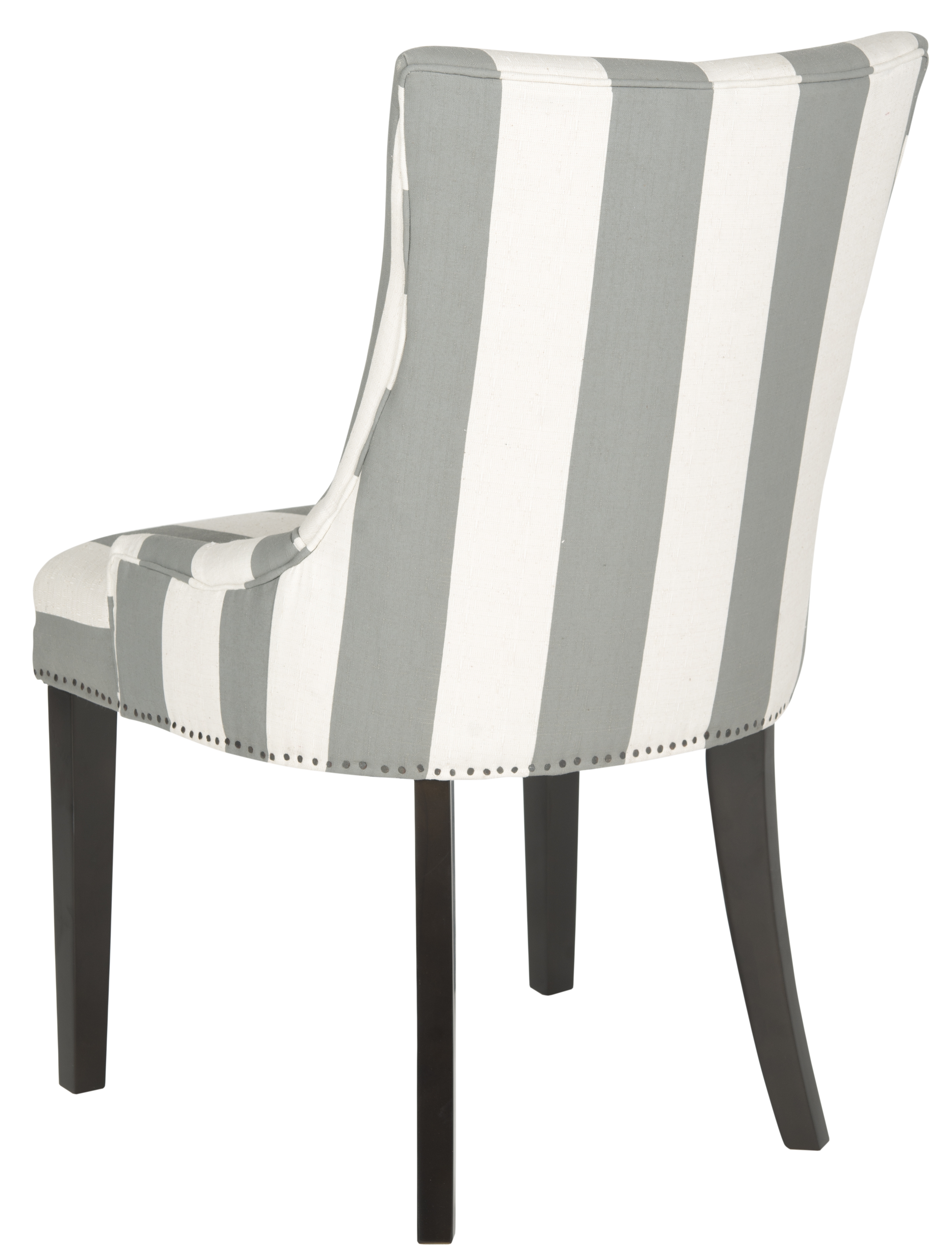 Lester 19''H Awning Stripes Dining Chair (Set Of 2) - Flat Nail Heads - Grey/Bone/Espresso - Safavieh - Image 4