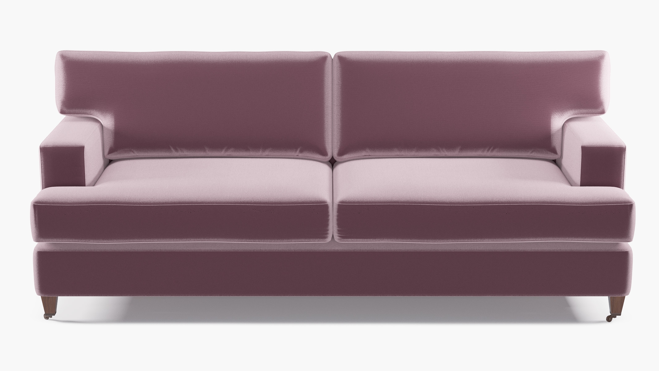 Classic Sofa, Lavender Performance Plush Velvet, Walnut with Antique Brass Caster - Image 0