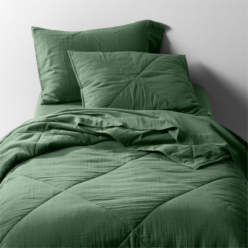 Supersoft Gauze Organic Cotton Pine Green Standard Quilt Bed Pillow Sham - Image 2
