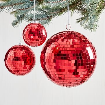 Disco Ball Ornament, Red, Large - Image 1
