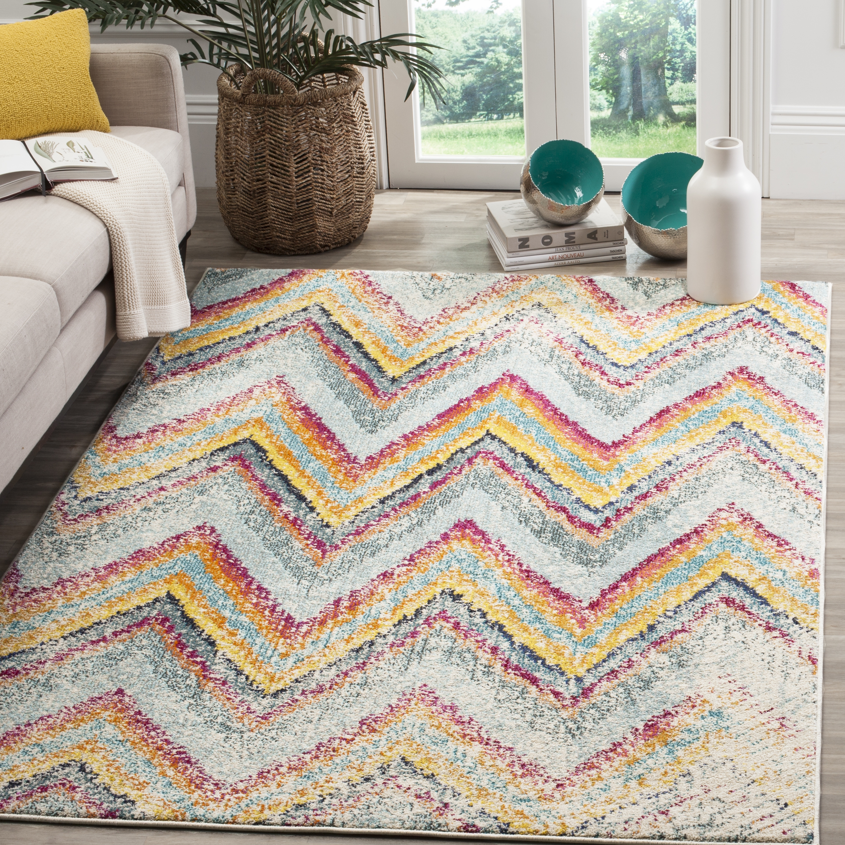 Arlo Home Woven Area Rug, MNC220F, Multi,  5' 1" X 7' 7" - Image 1