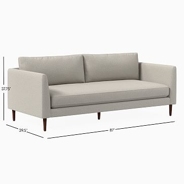 Vail Curved Arm Sofa, Poly, Distressed Velvet, Mineral Gray, Walnut - Image 3