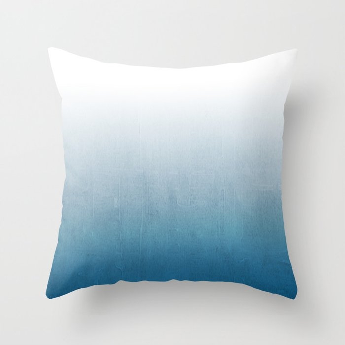 Urva - Ombre Indigo Blue Watercolor Abstract Minimalist Home Decor Painting Throw Pillow by Charlottewinter - Cover (20" x 20") With Pillow Insert - Indoor Pillow - Image 0