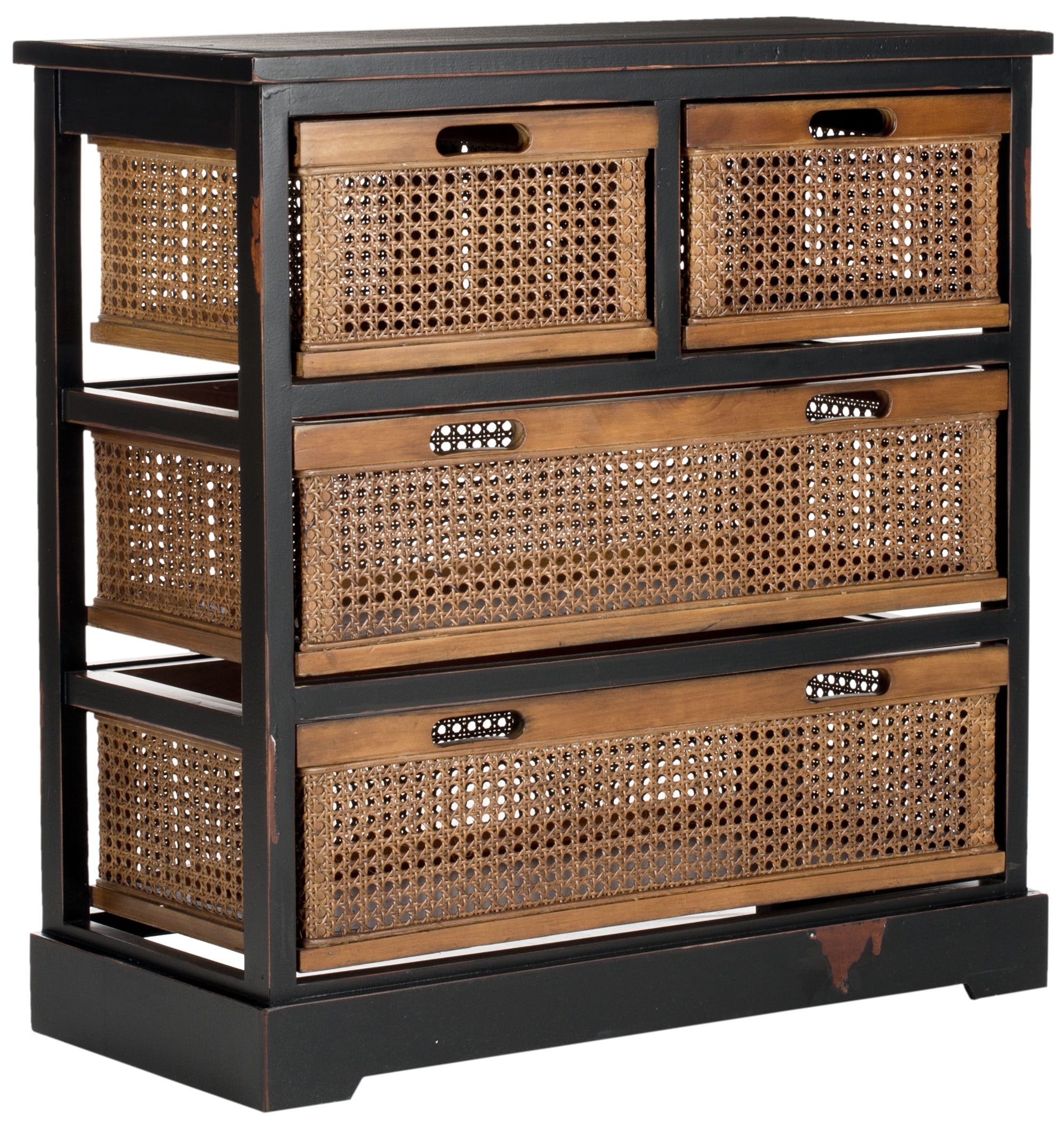 Jackson 4 Drawer Storage Unit - Antique Black/Cane - Safavieh - Image 1