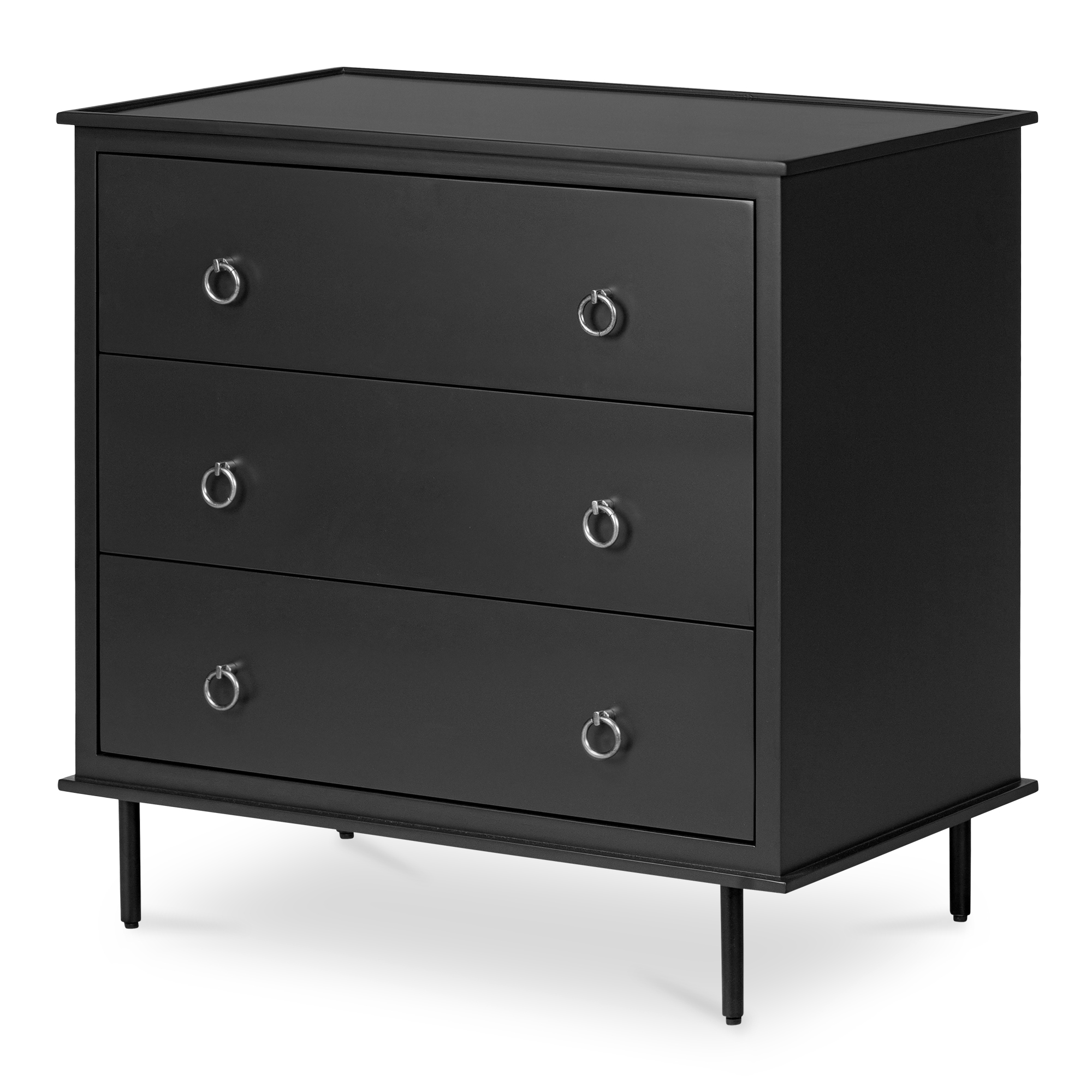Reagan 3 Drawer Nightstand Black - Image 1