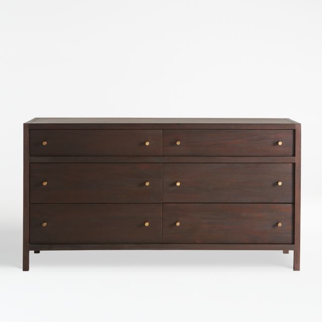 Keane 64" Espresso Wood 6-Drawer Dresser - Image 0