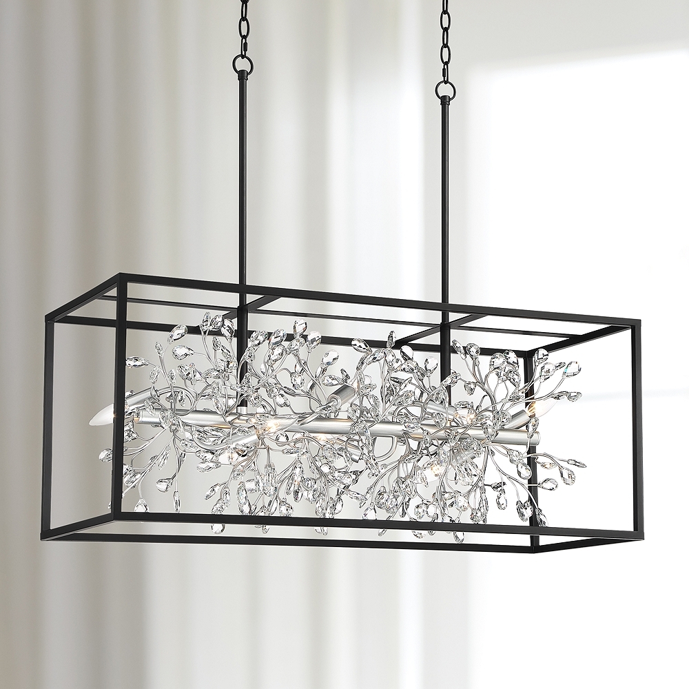 Possini Euro Carrine 38 1/2" Black and Crystal 8-Light Island Pendant - Image 0