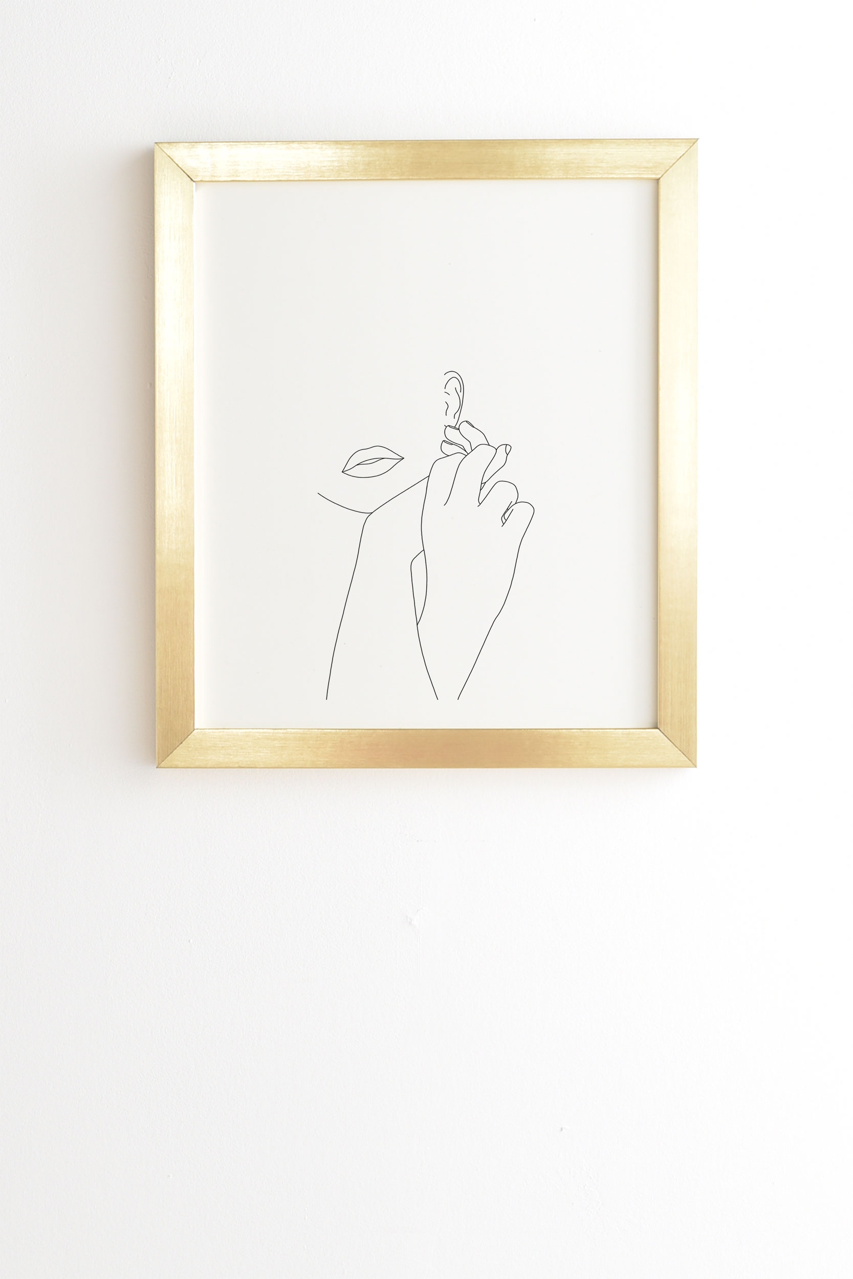 Minimalist Face Illustration by The Colour Study - Framed Wall Art Basic Gold 20" x 20" - Image 0