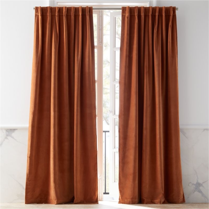 Copper Velvet Window Curtain Panel 48"x84" - Image 0