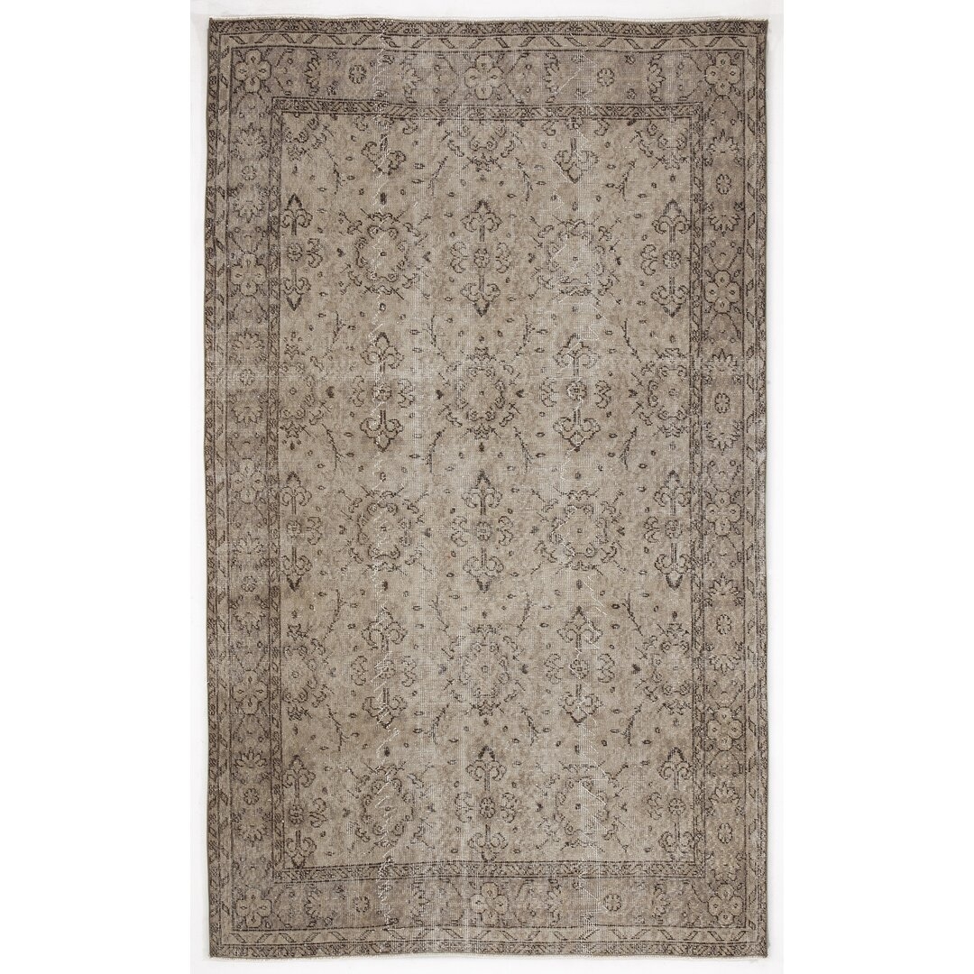 One-of-a-Kind Hand-Knotted 1960s Beige/Brown 5'3" x 8'8" Area Rug - Image 0