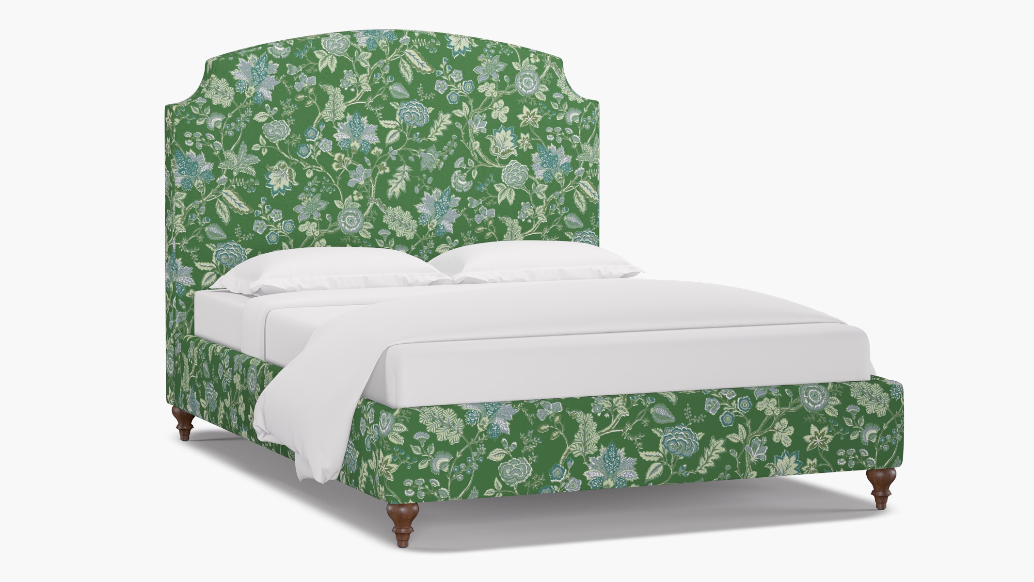 Cove Bed, Green La Vendee, Walnut Decorative Tapered Leg, Twin - Image 1