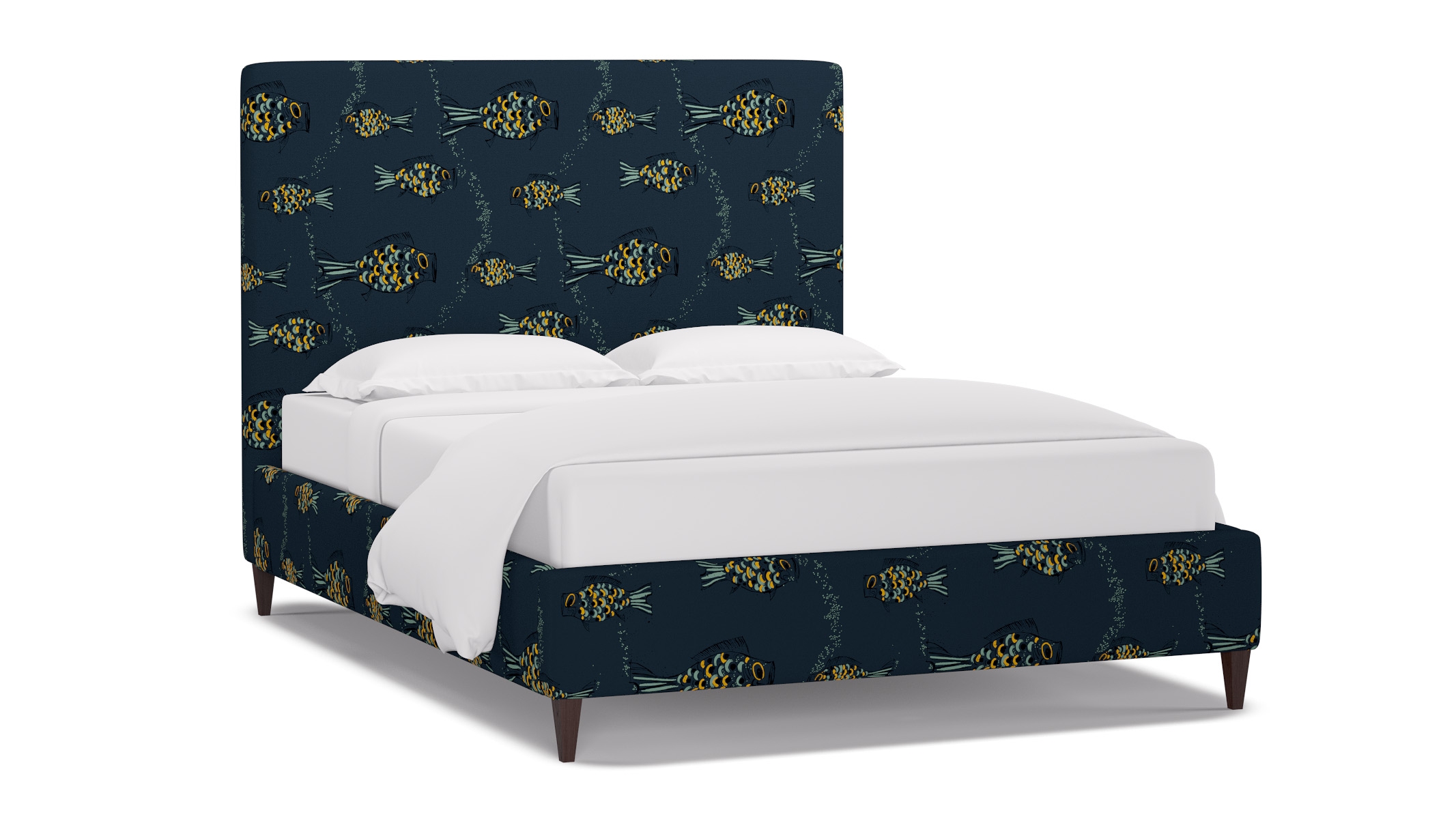 Classic Bed, Indigo Sakana, Espresso Square Tapered Leg, Twin - Image 1
