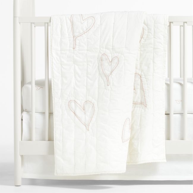 Clay Heart Organic Cotton Baby Crib Quilt by Leanne Ford - Image 0