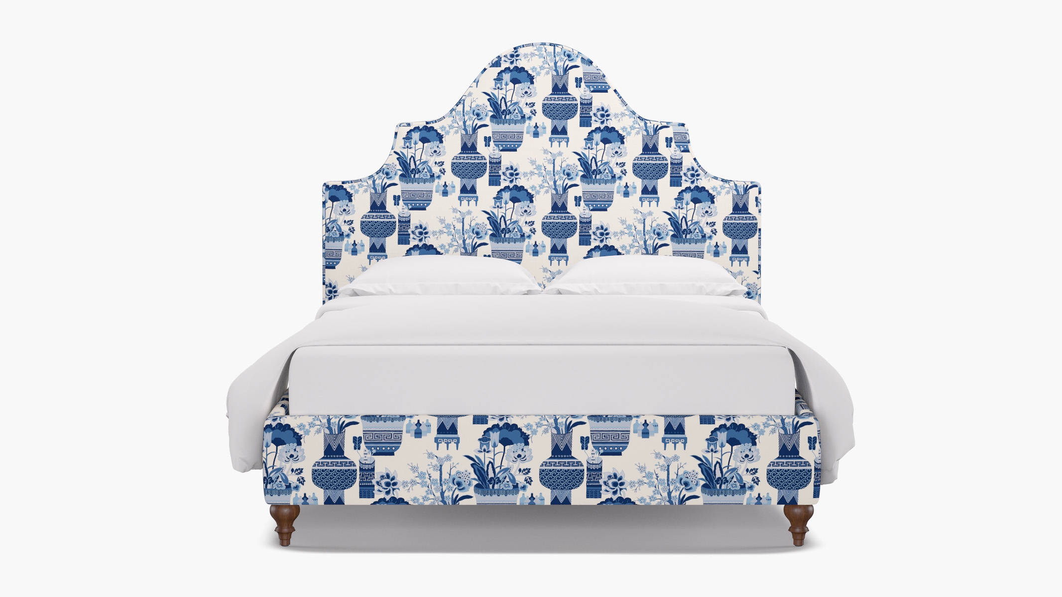 Statement Bed, Delft Kan-Shie, Walnut Traditional Turned Leg, King - Image 0