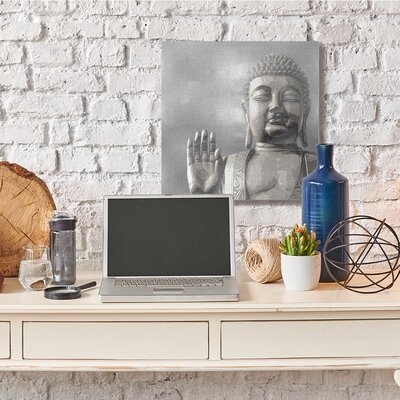Buddha Inspired Portrait Greyscale Eastern Figure - Image 0