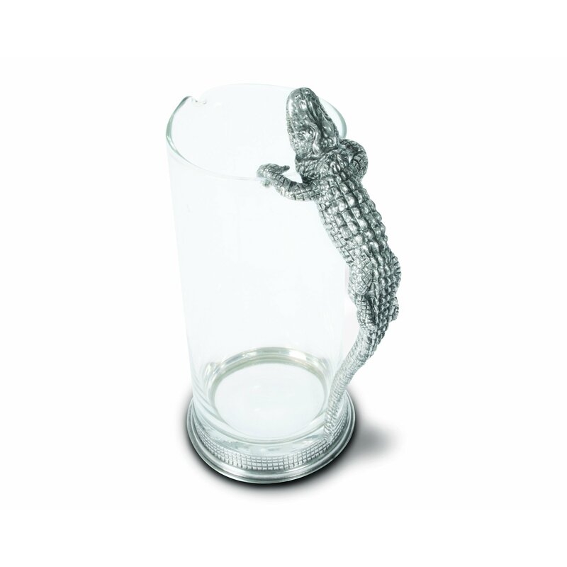 Vagabond House Tropical Tales Glass Pitcher with Pewter Alligator - Image 0