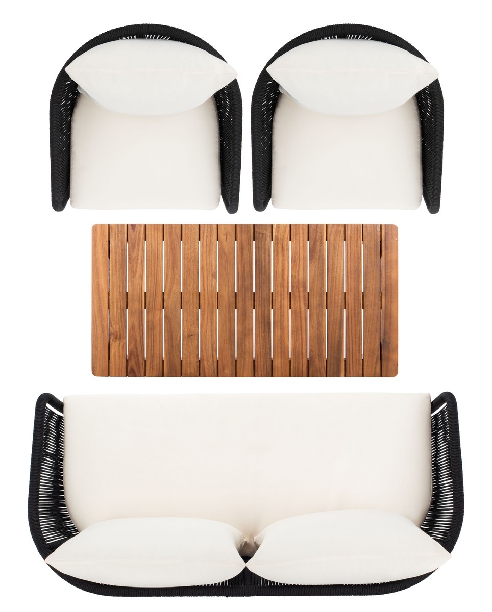 Prester 4 Pc Living Set - Black/Beige - Safavieh - Image 4