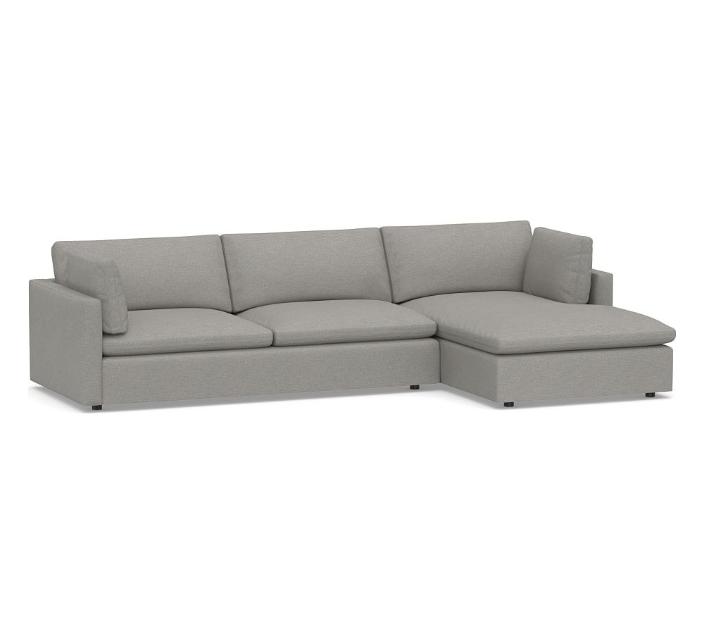 Bolinas Upholstered Left Arm Sofa with Chaise Sectional, Down Blend Wrapped Cushions, Performance Heathered Basketweave Platinum - Image 0
