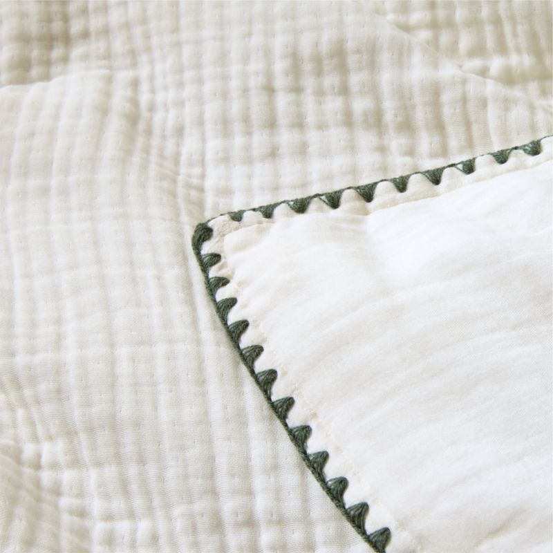 Beckett Pampas Ivory Supersoft Luxe Embroidered Beachglass Green Edge Organic Cotton Kids Twin Duvet By Jake Arnold - Image 4