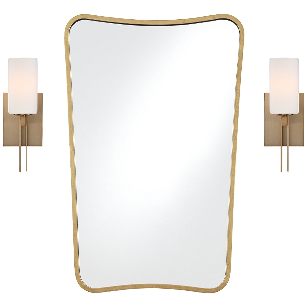 Bath Kit: Possini Euro Ludlow Wall Sconces w/ Uttermost Segundo Wall Mirror - Image 0