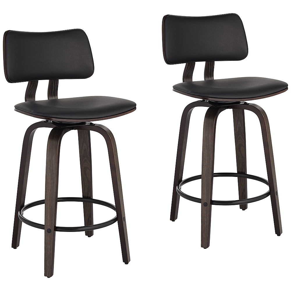 Luke 25 3/4" Black Faux Leather Counter Stools Set of 2 - Image 0