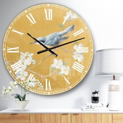 Bird on Blossoms II Metal Wall Clock - Image 0