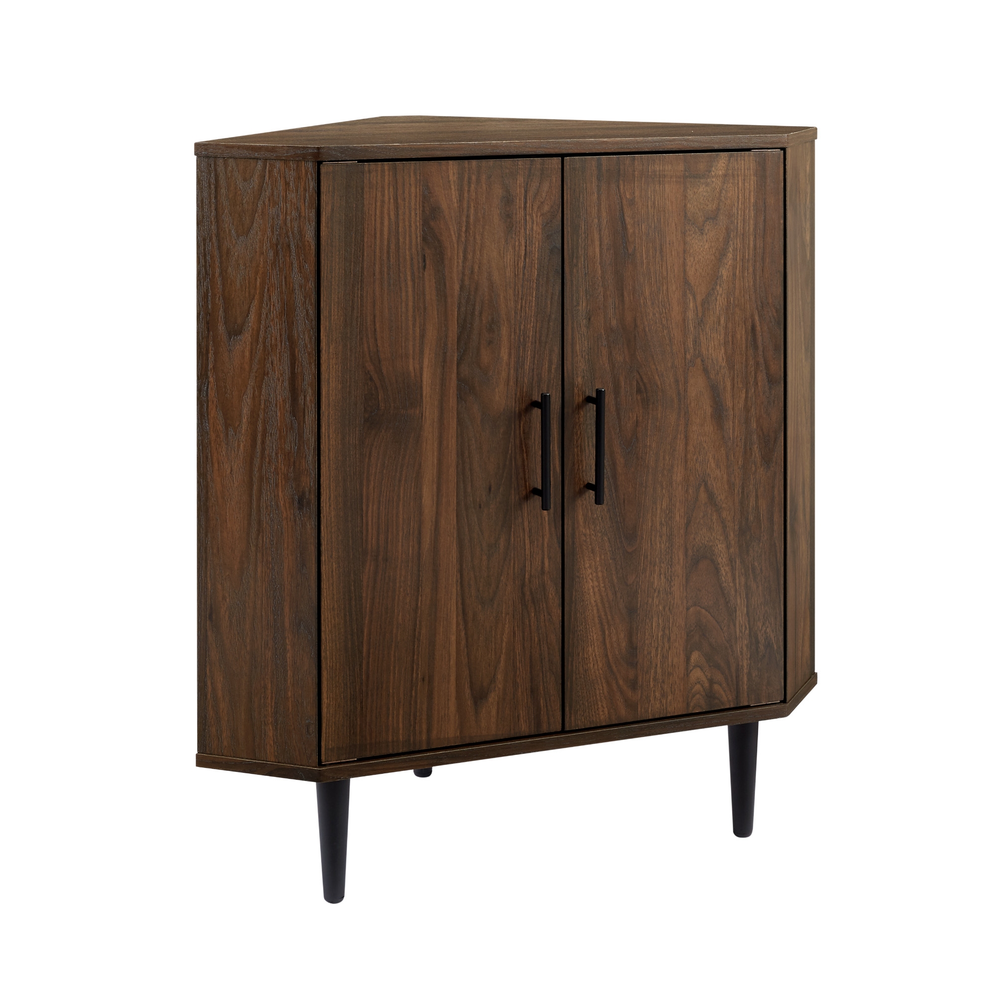 Contemporary Double Door Corner Accent Cabinet – Dark Walnut - Image 0