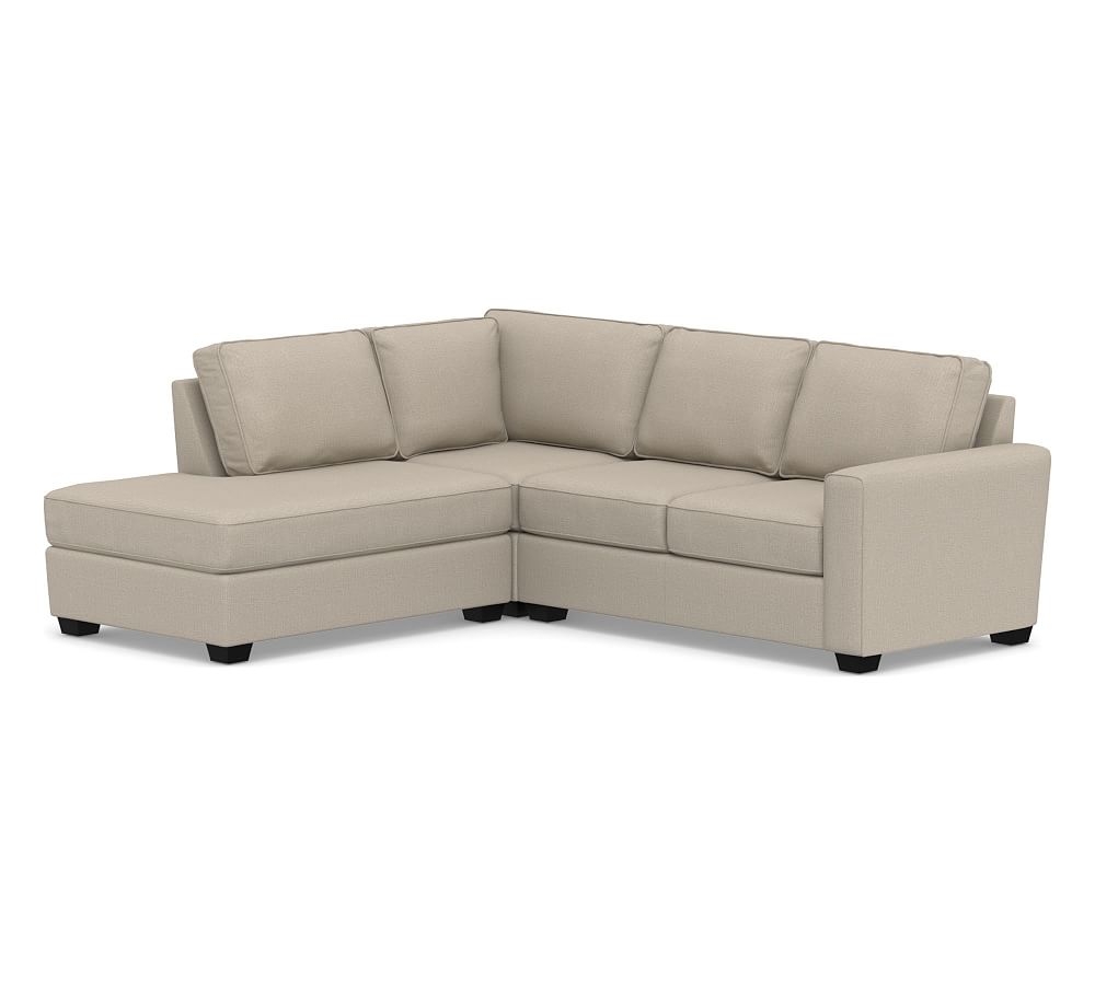 SoMa Fremont Square Arm Upholstered Right 3-Piece Bumper Sectional, Polyester Wrapped Cushions, Performance Brushed Basketweave Sand - Image 0