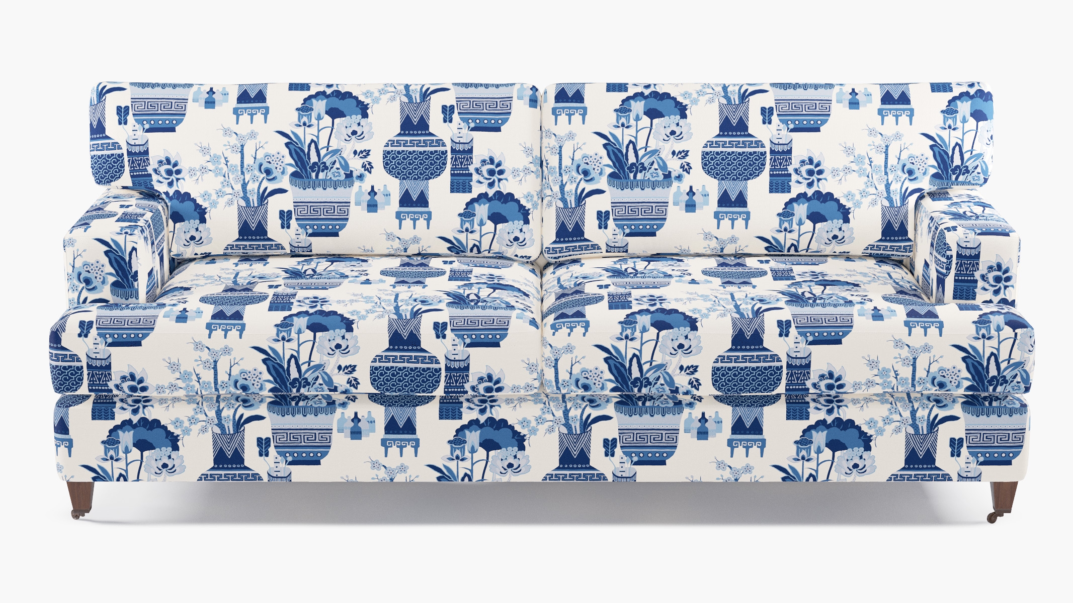 Classic Sofa, Delft Kan-Shie, Walnut with Antique Brass Caster - Image 0