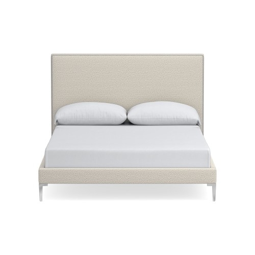 Brooklyn 47 Low Nontufted Bed, Queen, Perennials Performance Chenille Weave, Ivory, Polished Nickel - Image 0