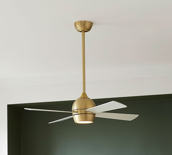 Kwad Ceiling Fan, Brushed Satin Brass With Matte White Blades, 44" - Image 4