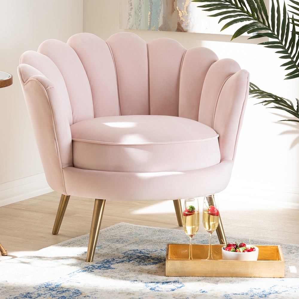 Baxton Studio Cosette Light Pink Seashell Accent Chair - Style # 74N53 - Image 0