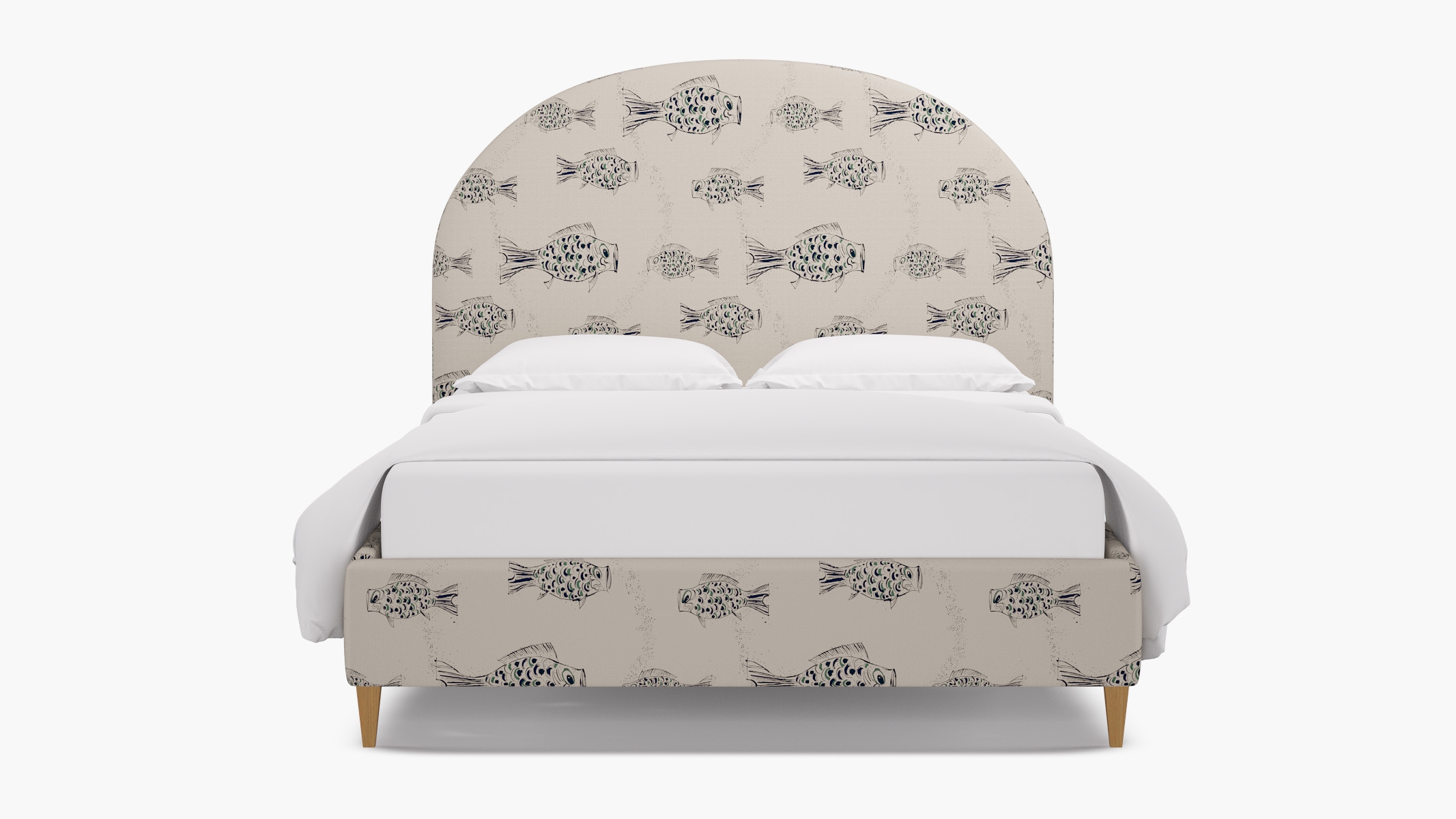 Demilune Bed, Canvas Sakana, Natural Square Tapered Leg, King - Image 0