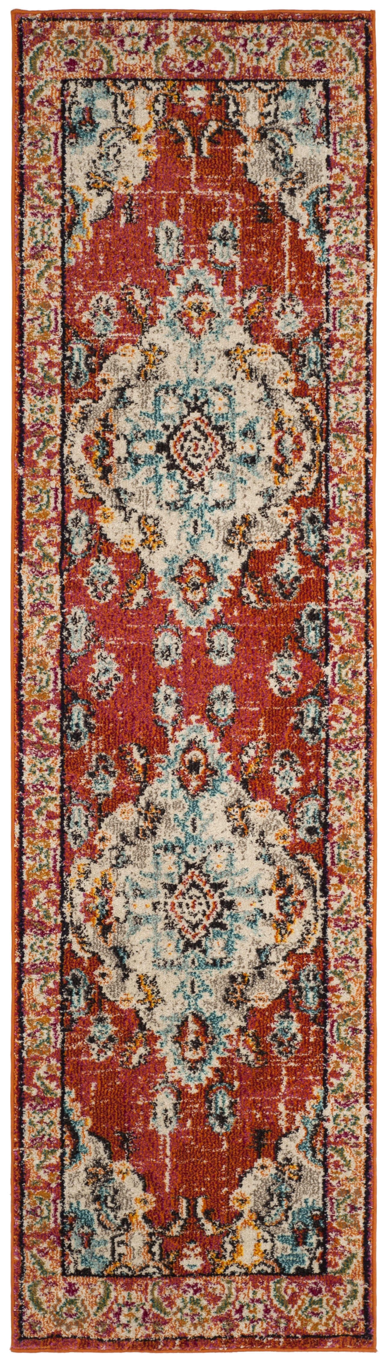 Arlo Home Woven Area Rug, MNC243H, Orange/Light Blue,  2' 2" X 22' - Image 0