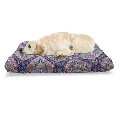 Ambesonne Ethnic Pet Bed, Boho Style Mandala Colorful Spring Garden Themed Old Fashioned Tile, Chew Resistant Pad For Dogs And Cats Cushion With Removable Cover, 24" X 39", Multicolor - Image 0