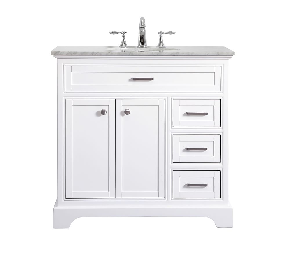 White Warner Single Sink Vanity, 36" - Image 0