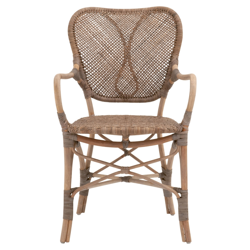 Lisa Coastal Beach Matte Grey Rattan Dining Arm Chair - Image 0